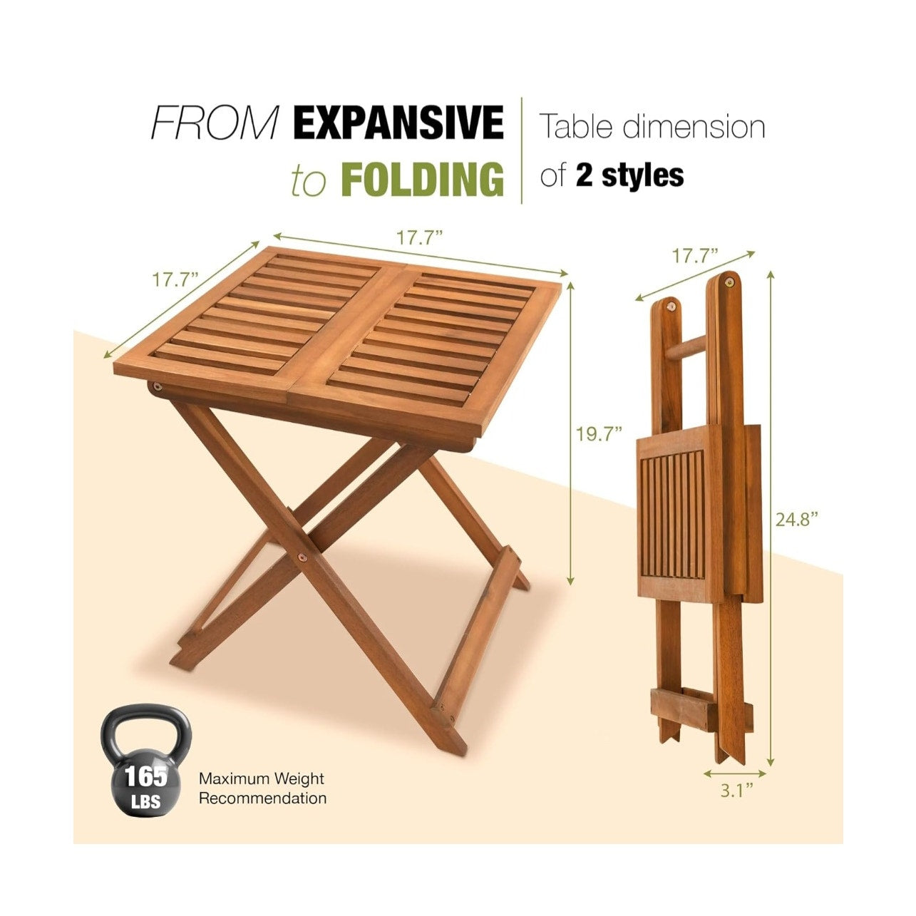 Folding Wooden Table Set of 2