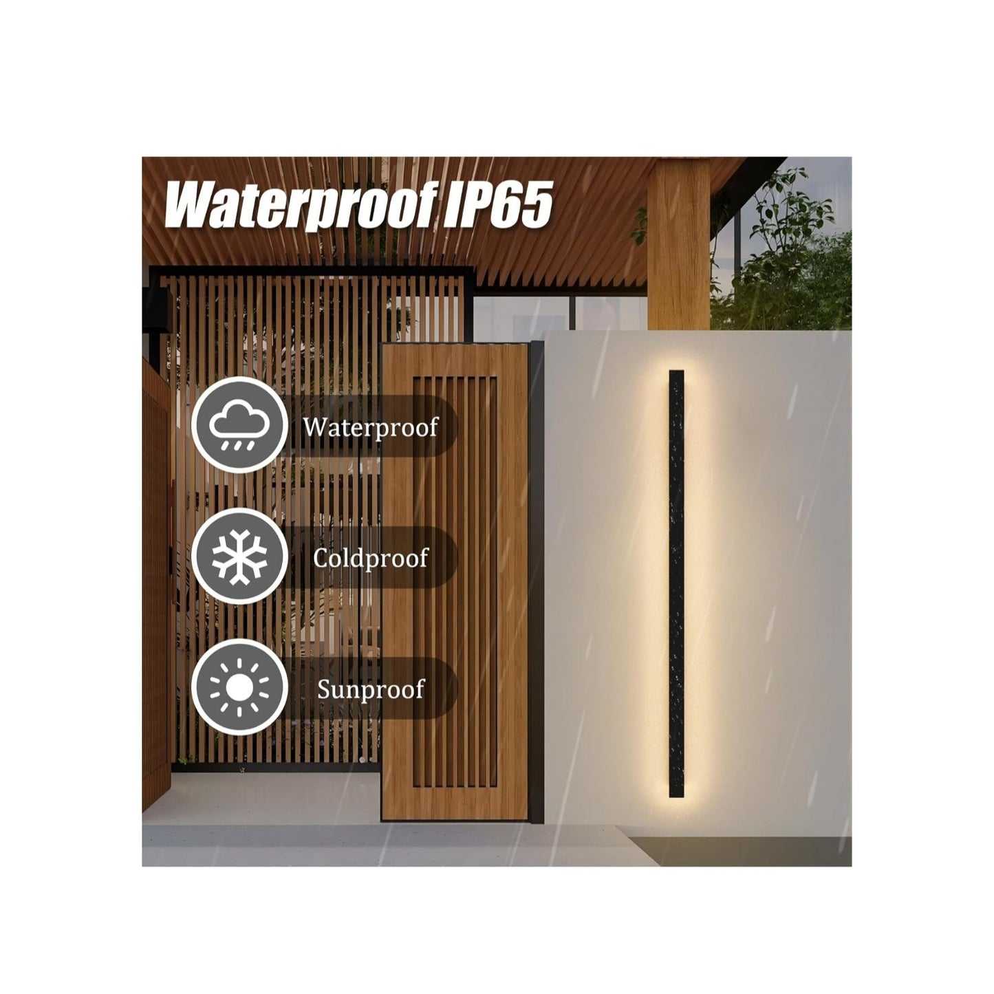 Outdoor LED Wall Light 45W Black Warm White Porch Light Acrylic Waterproof IP65 Exterior