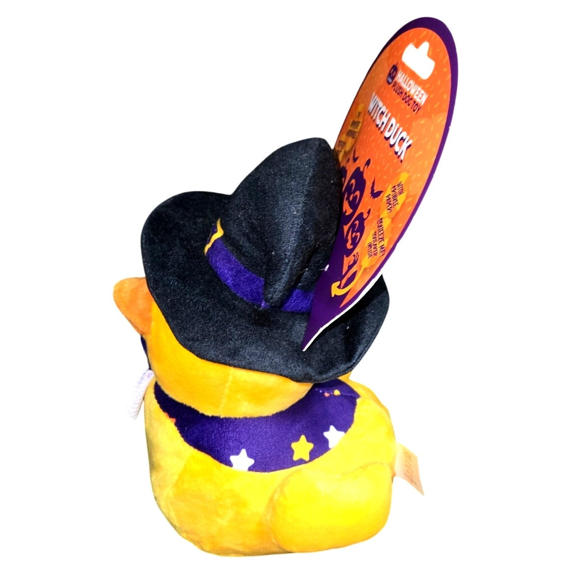 FuzzYard 10" Dog Toy w/ Squeaker Yellow Halloween Witch Duck Machine Washable