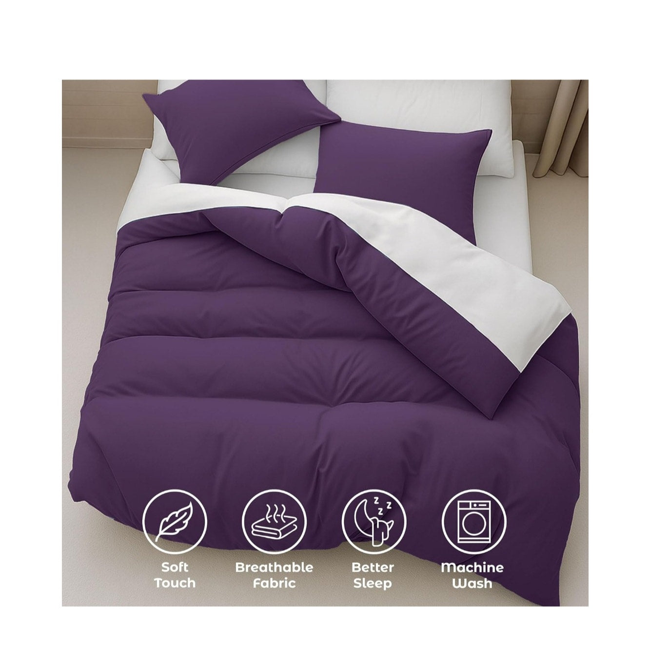 Purple Microfiber King Duvet Cover Set w/ Shams & King Down Alt Duvet Insert