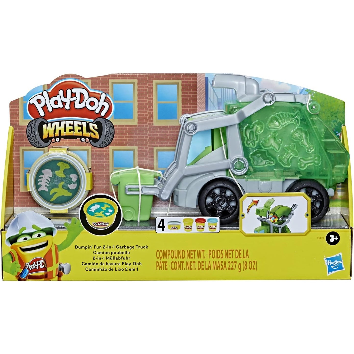 Play-Doh Wheelie Bin Truck, with Faux Garbage Modelling Clay and 3 Pots
