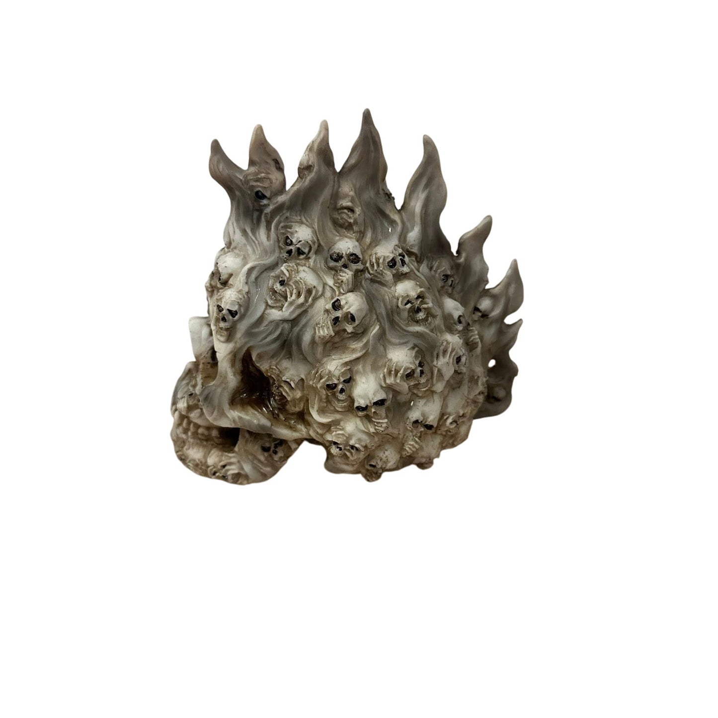 Ebros Large 8" Tall Ossuary Lost Souls Spirit Skull With Fire Mohawk Figurine