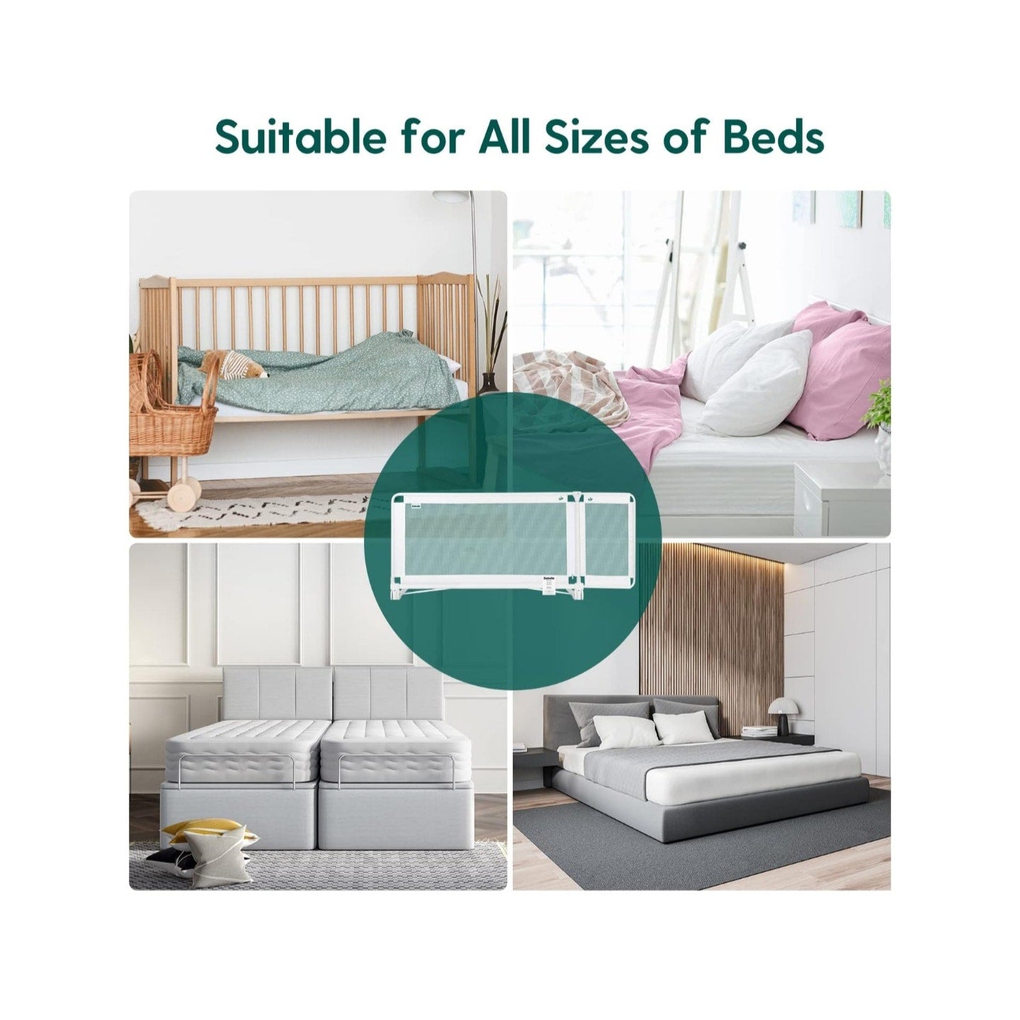 Toddler Bed Rail Guardian 39"-51" Side Guard for Twin/Queen/Full Size Bed 22.5" Tall