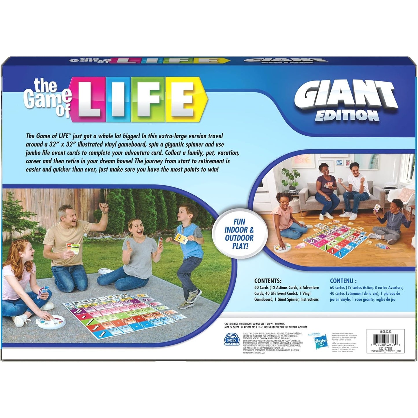 The Game of Life Giant Edition Board Game Indoor/Outdoor Gameboard Cards Spinner