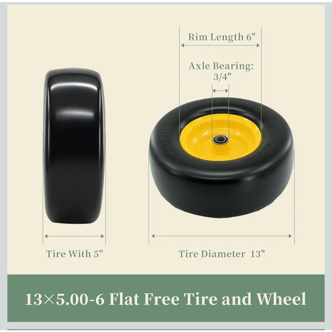13 x 5.00-6 Tire and Wheel, Flat Free Zero Turn SET OF TWO