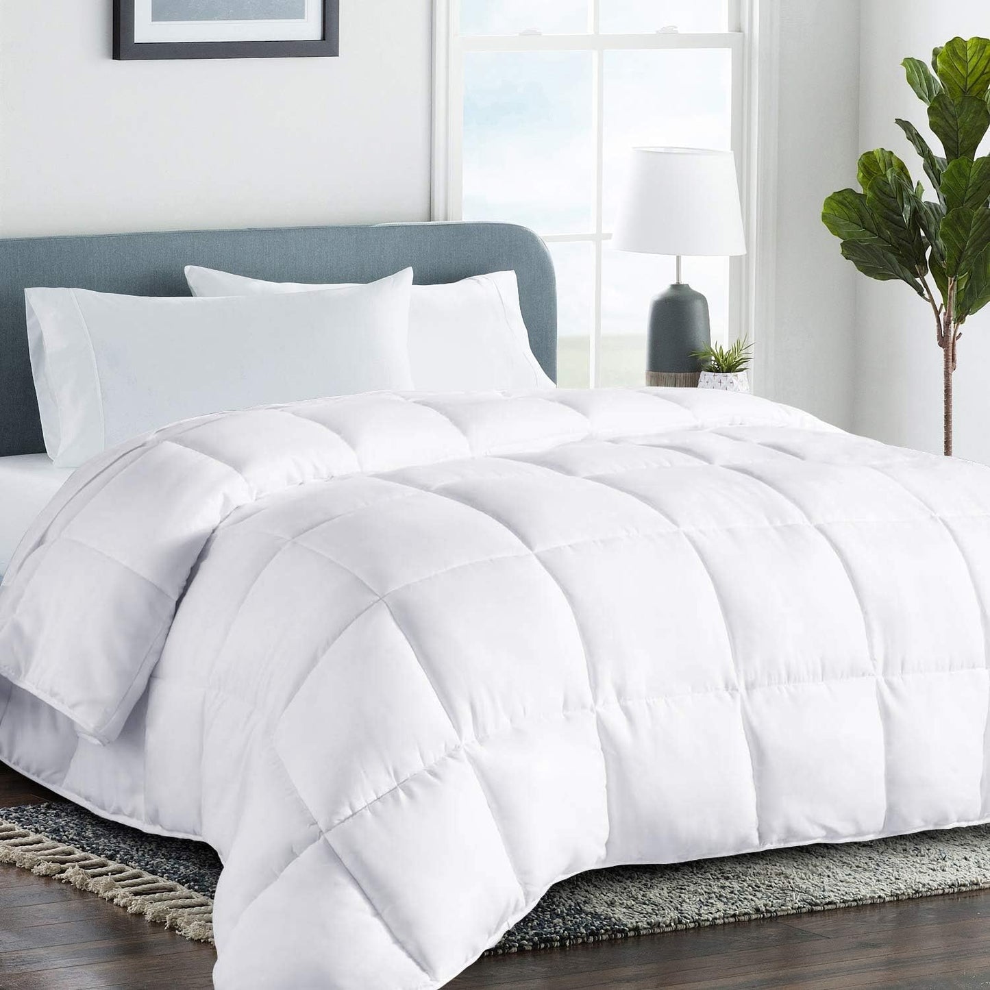 Purple Microfiber King Duvet Cover Set w/ Shams & King Down Alt Duvet Insert