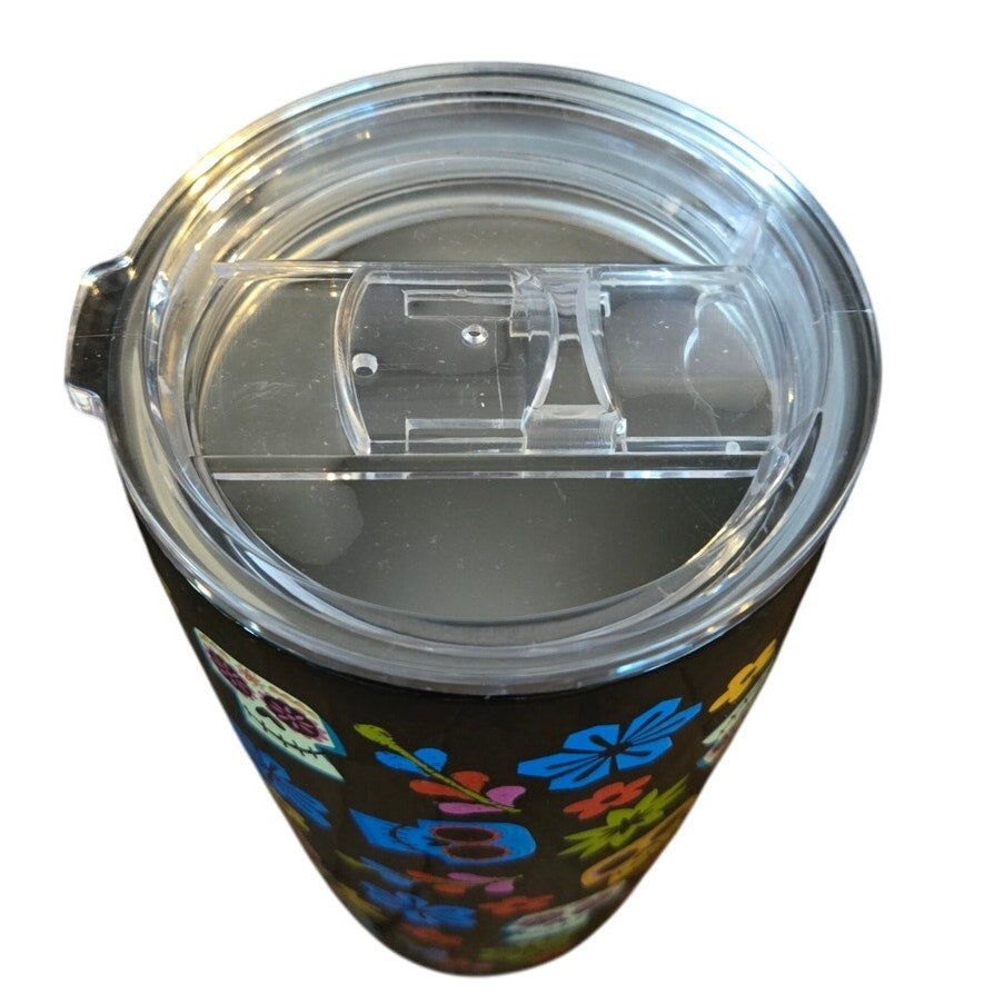 Dia De Los Muertos Sugar Skulls & Flowers Insulated Stainless Steel Travel Mug Halloween