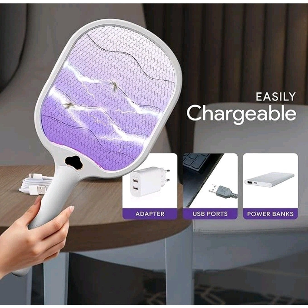 Electric Fly Swatter with UV Light USB Rechargeable Bug Zapper