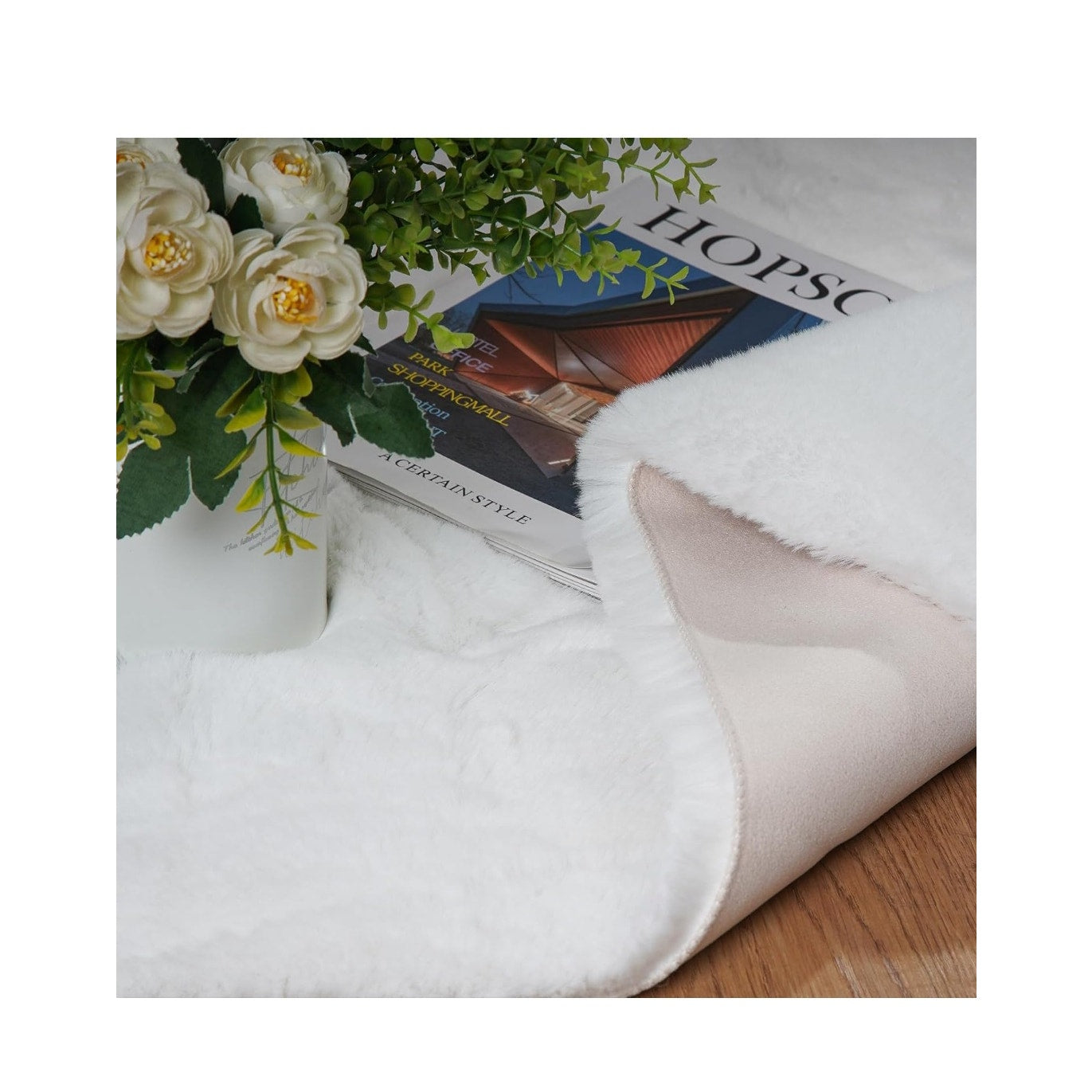 Soft White Fluffy Faux Fur Rug 6x9 Anti-Slip Non-Slip