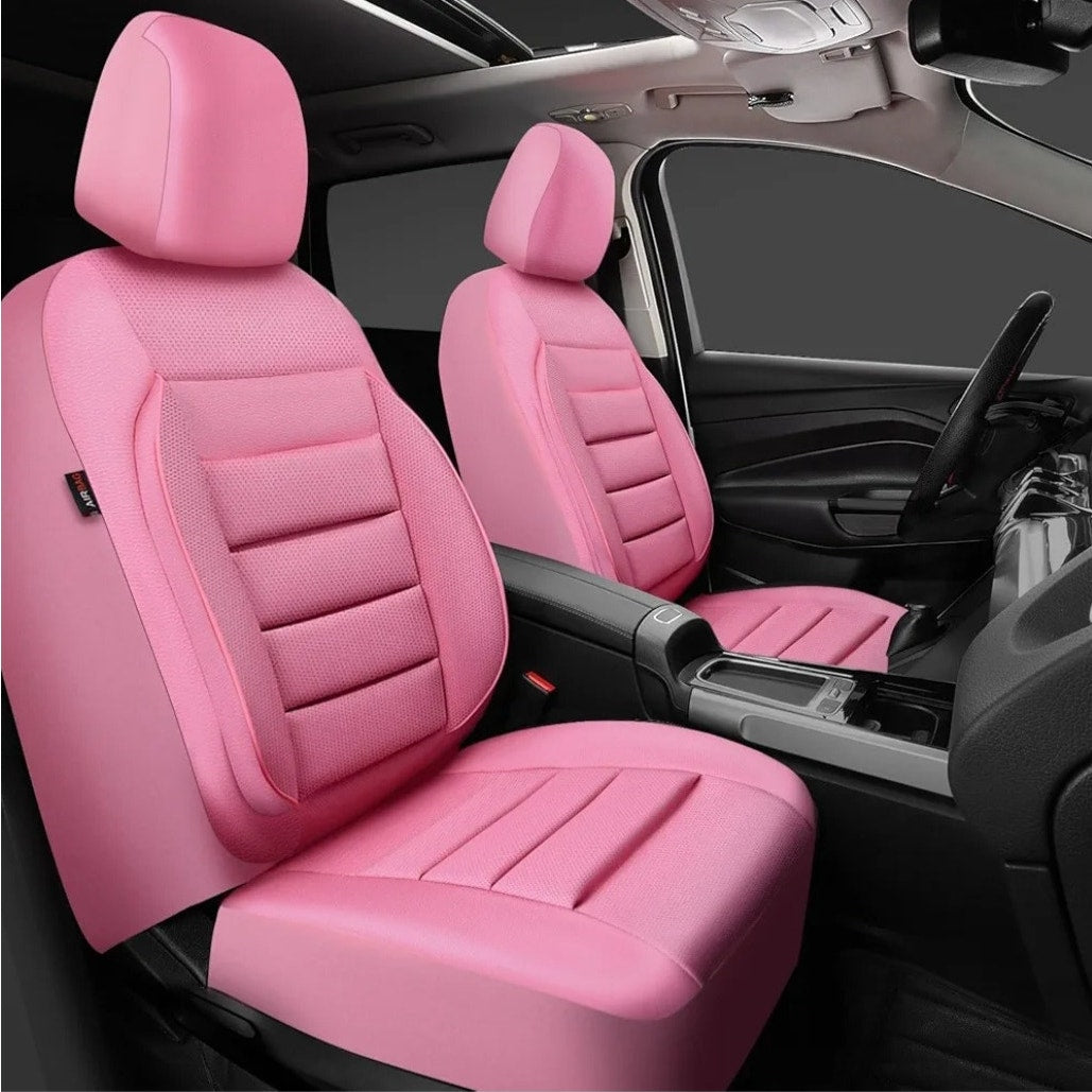 Pink Leather Universal Car Seat Covers Full Set Front & Back NEW