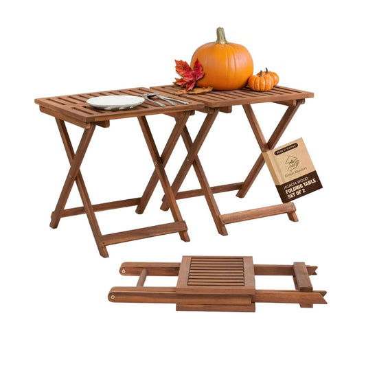 Folding Wooden Table Set of 2