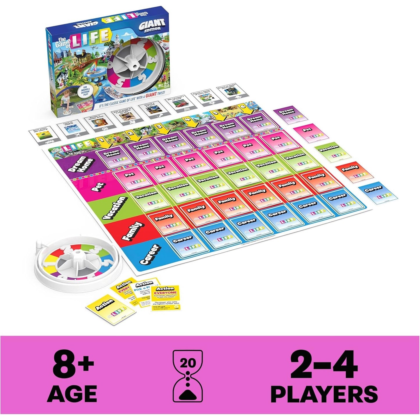 The Game of Life Giant Edition Board Game Indoor/Outdoor Gameboard Cards Spinner