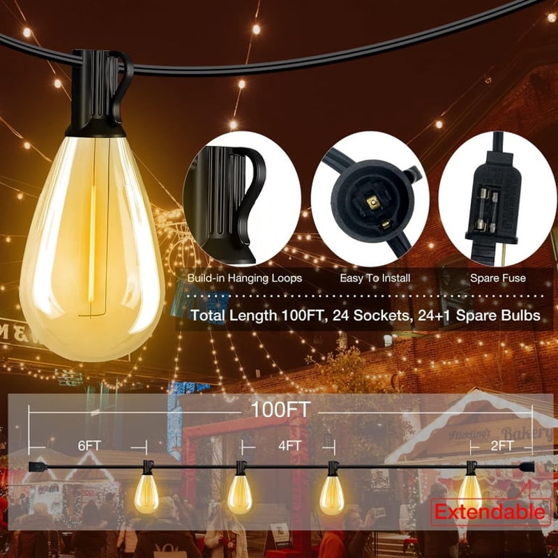 100ft Outdoor String Lights