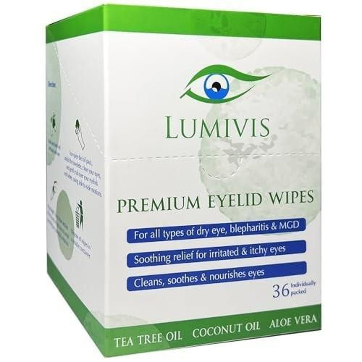 Lumivis Tea Tree Oil Eyelid Wipes – Gentle Daily Eye Care 36 Count