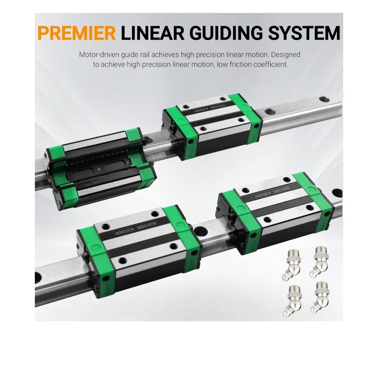 2 Steel Linear Guide Rail kit HGR25-500mm Slide Rails w/ 4 Linear Blocks Bearing