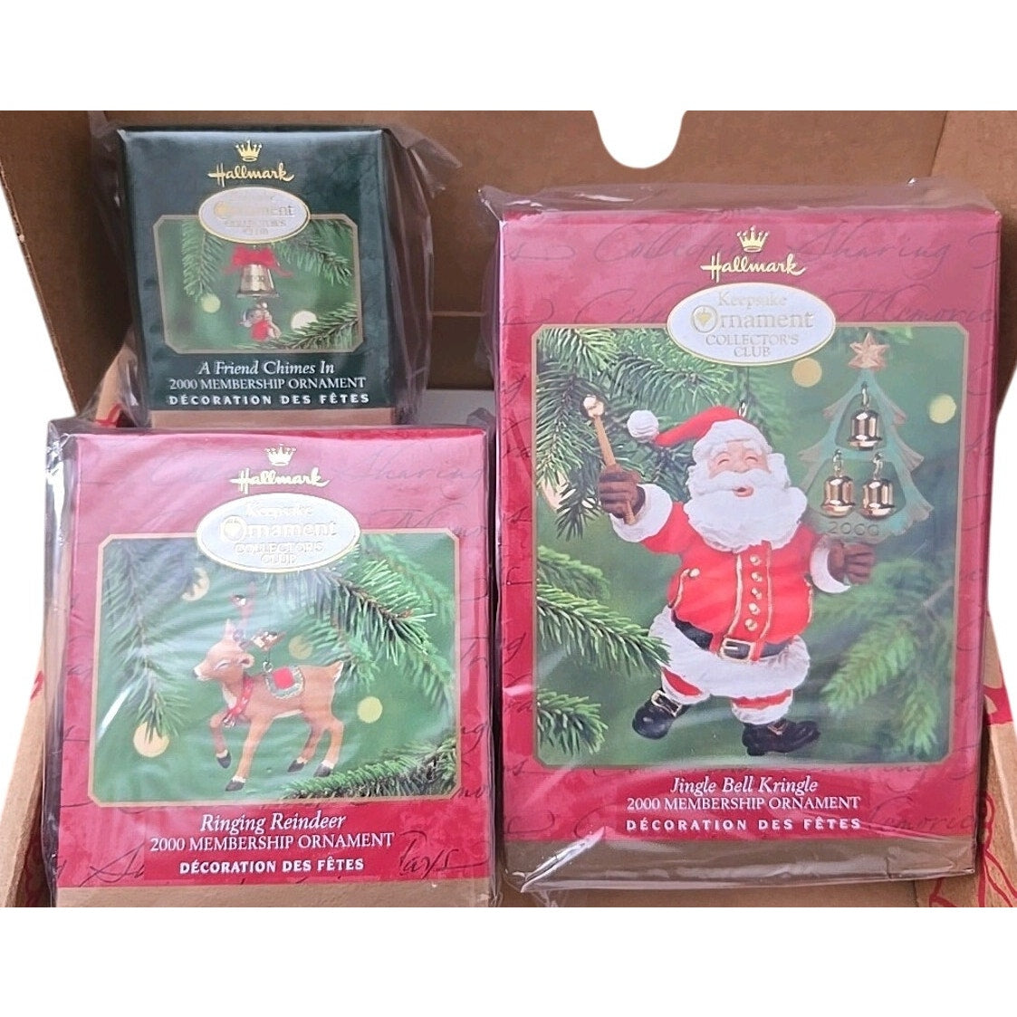 2000 HALLMARK Club Membership Kit Christmas Holiday Keepsake 3 Ornament Set NEW
