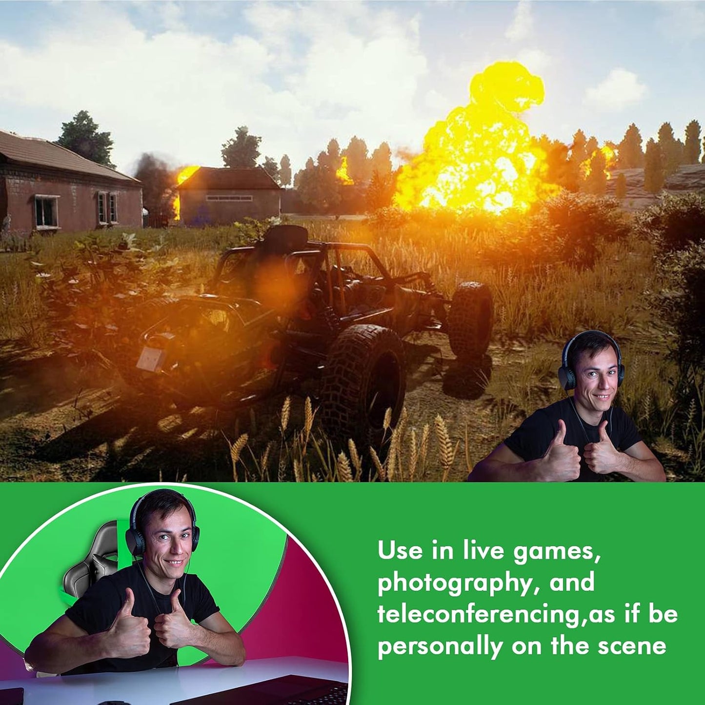 New Portable 57" Green Screen for Chair Greenscreen Backdrop Background Streaming Gaming Meeting