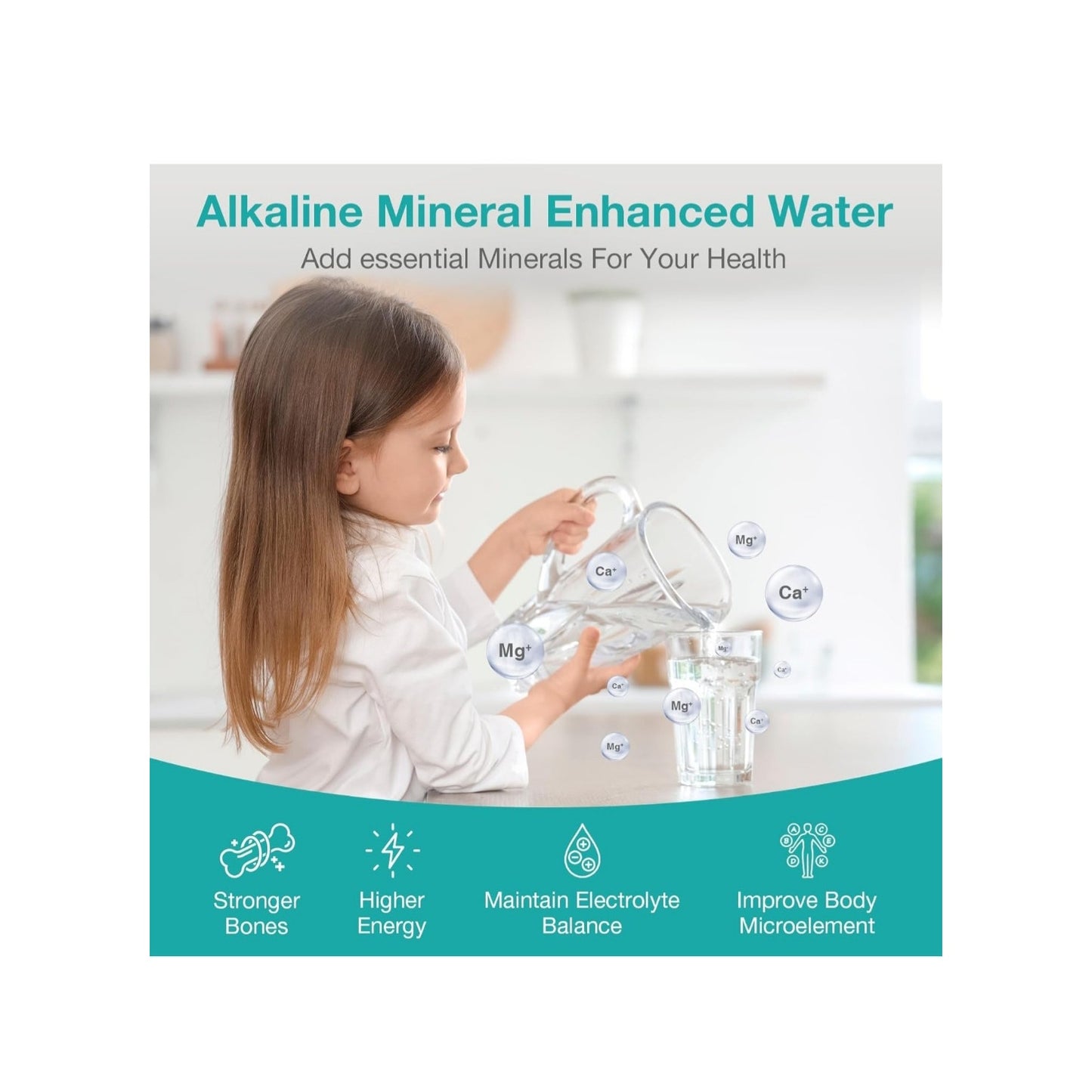 Alkaline Reverse Osmosis 8 Stage Under Sink RO Water Filtration System w/ Tank Build in Pump