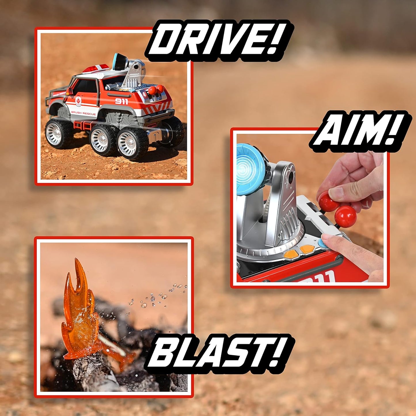 Maxx Action Fire Rescue Firetruck w/ Shooting Water Cannon Lights Sounds Motorized Drive