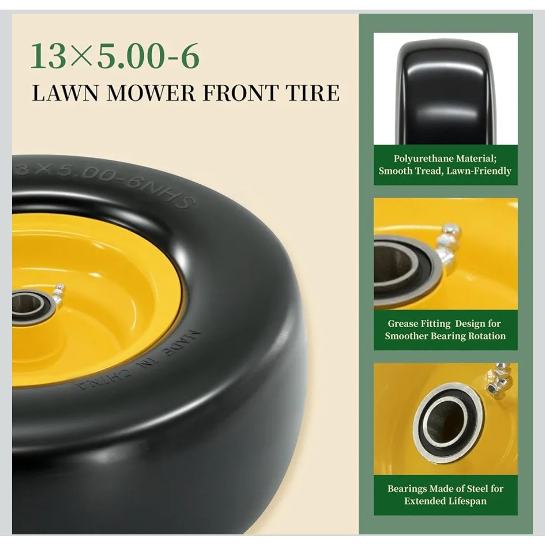 13 x 5.00-6 Tire and Wheel, Flat Free Zero Turn SET OF TWO