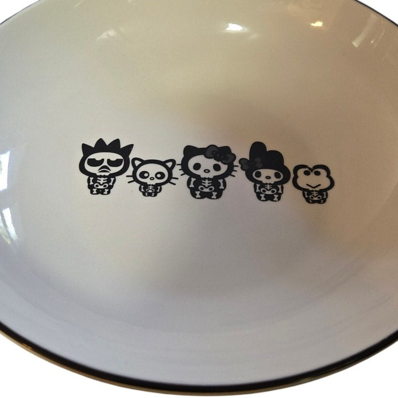 Sanrio Hello Kitty And Friends 46oz Halloween Skeleton & Bats Ceramic Bowl 9"