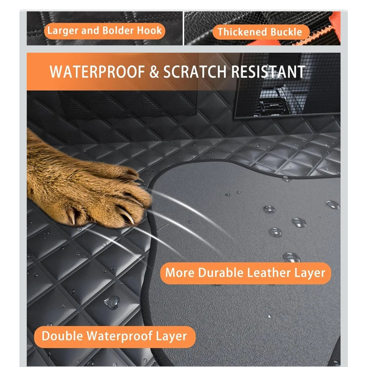 New Pet Rear Seat Cover Hard Bottom Backseat Extender For Full Size Truck SUV