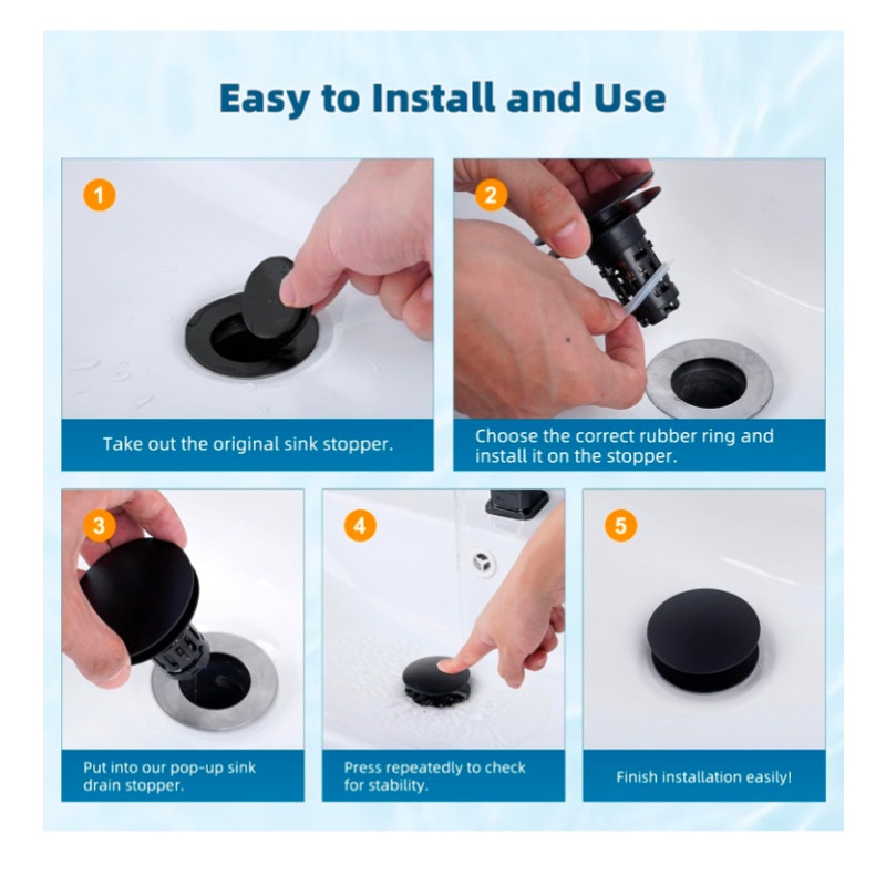 Hibbent 2 Pack Upgraded 3 in 1 Bathroom Sink Drain Strainer