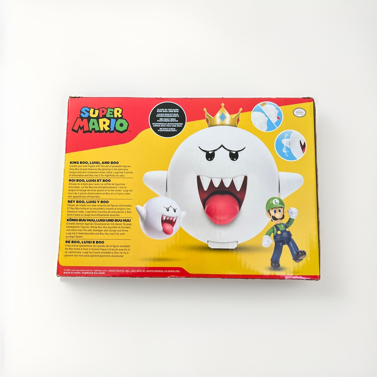 Super Mario KING BOO Figure Toy Diorama Set Jakks 2024 Luigi Glows In Dark NIB