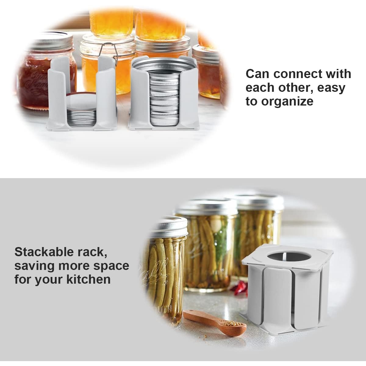 Canning Mason Jar Lid Storage Organizer 4 Pk for Storing Wide & Regular Mouth Lids Rings