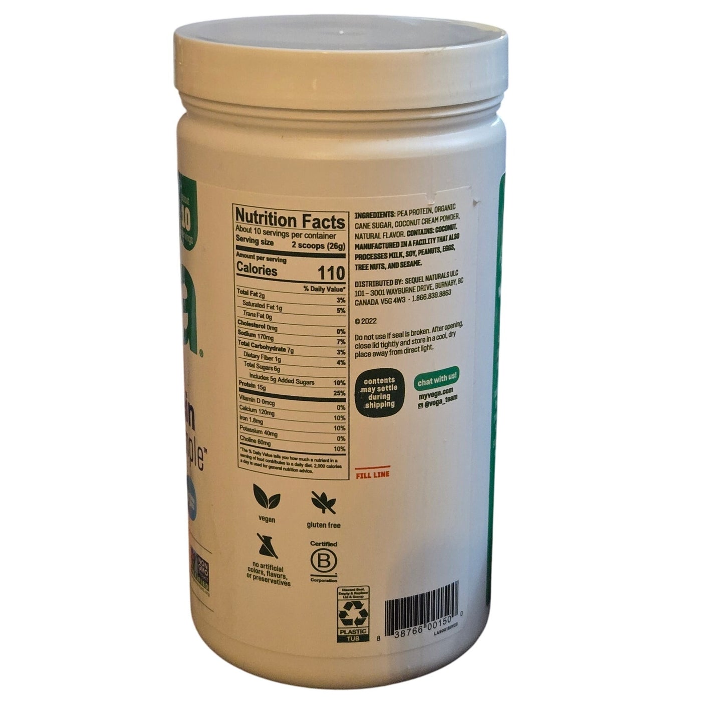 New Vega Protein Made Simple Vanilla Protein Powder 9.2oz Canister Sealed