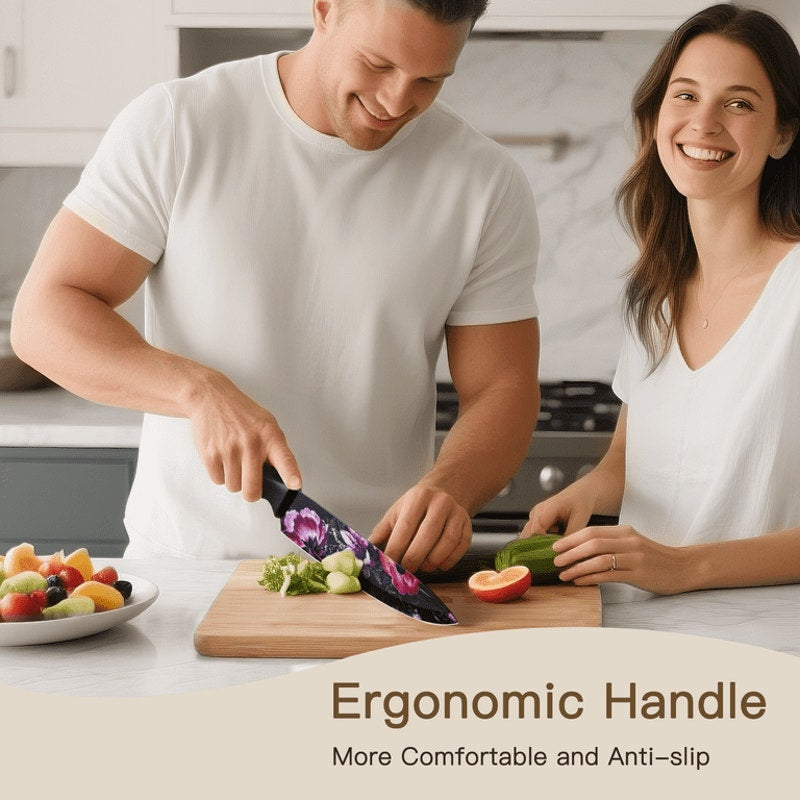 Astercook 6 Piece Flower Kitchen Knife Set