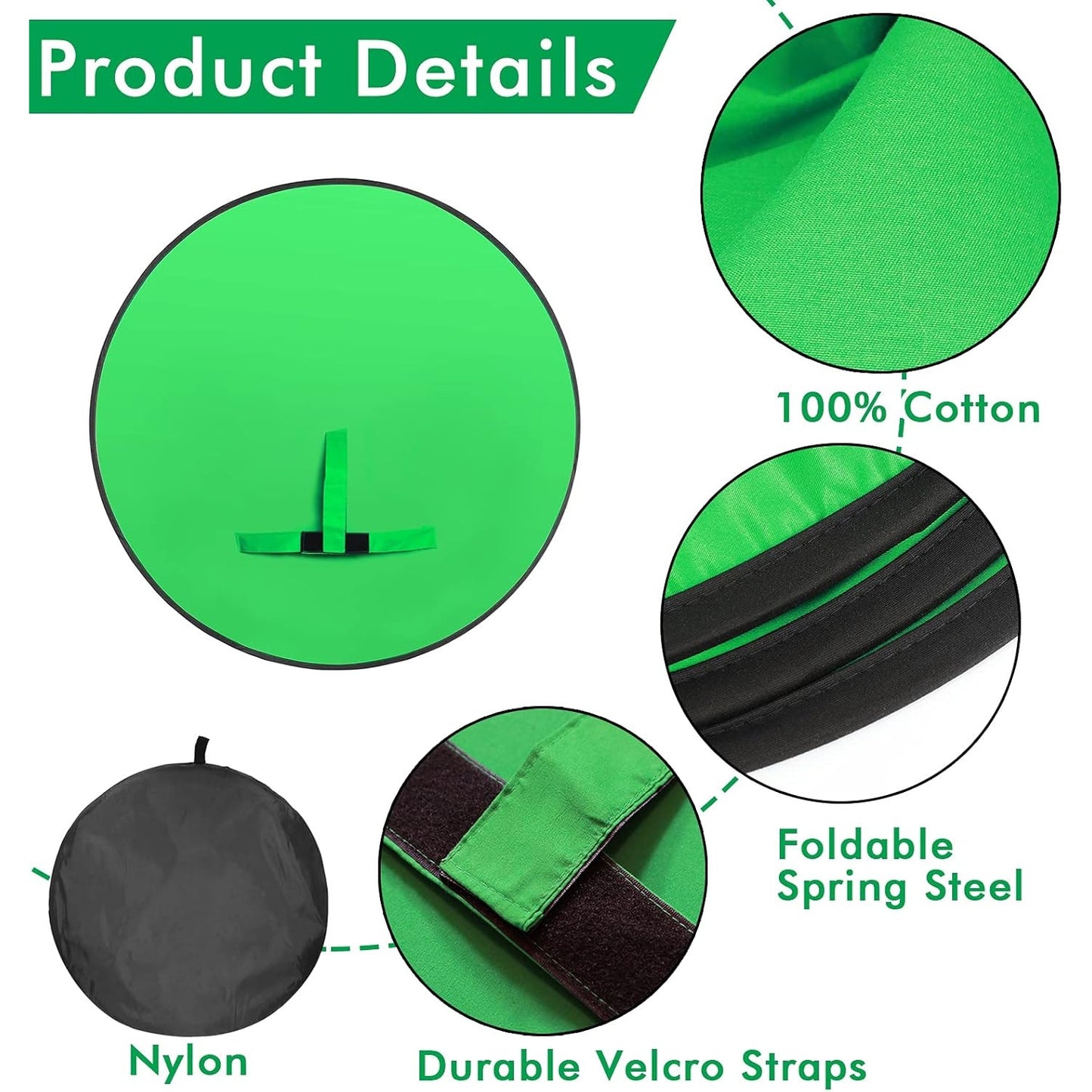 New Portable 57" Green Screen for Chair Greenscreen Backdrop Background Streaming Gaming Meeting