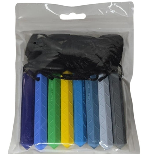 Kids Sensory Chew Necklace 8 Pack Diamond Chew Shaped Autism Food Grade Silicone