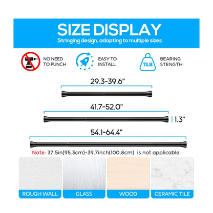 Spring Tension Rod Shower Curtain Rod 30 to 64 Inches 2 pack