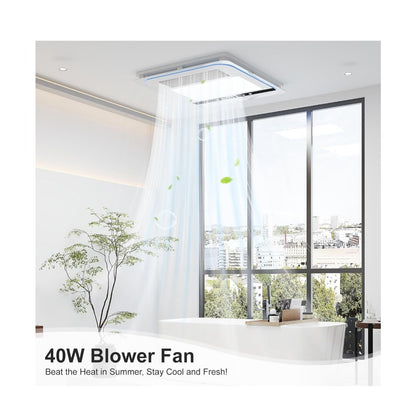 Quiet Bathroom Heater, Exhaust Ventilation Fan, & LED Light Combo 190 CFM 1760W w/ Remote