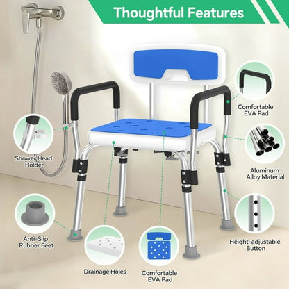 Shower Chair Shower Stool for Inside Shower with Removable Armrests