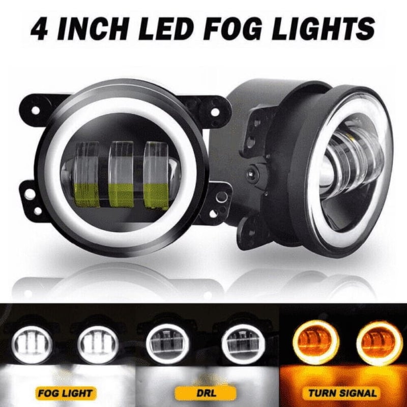 4" Inch Round LED Fog Driving Lamps For Jeep Wrangler unlimited JK 4 Door 07~15