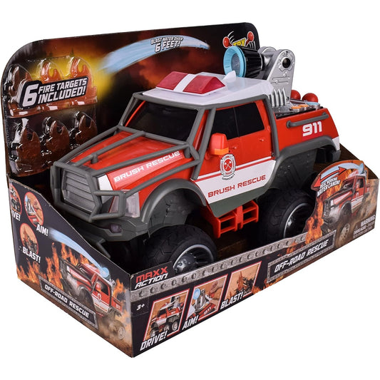Maxx Action Fire Rescue Firetruck w/ Shooting Water Cannon Lights Sounds Motorized Drive