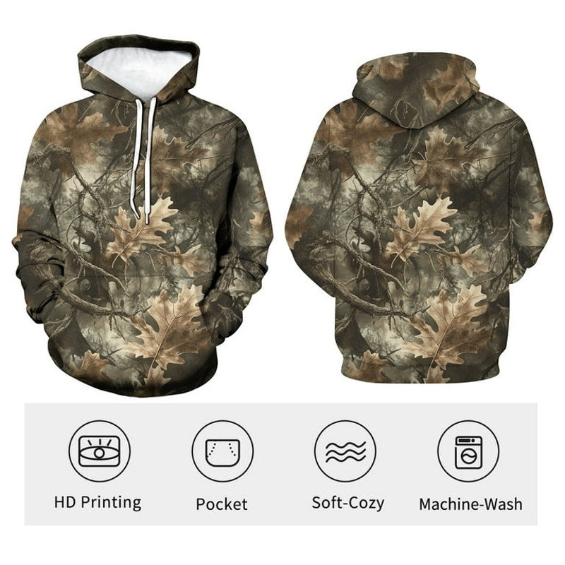 Men's M Camo Oak Leaf Hoodie 3D Size Medium