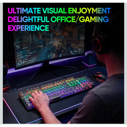 Wired Typewriter Style Mechanical Gaming Keyboard0