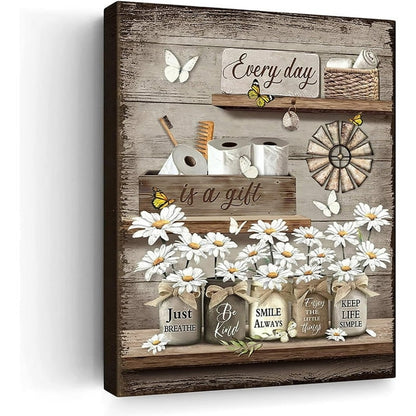 Rustic Daisy Wall Canvas picture 12x16