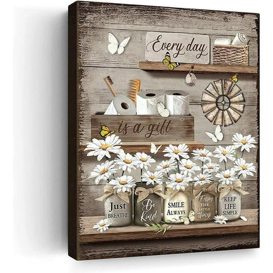 Rustic Daisy Wall Canvas picture 12x16