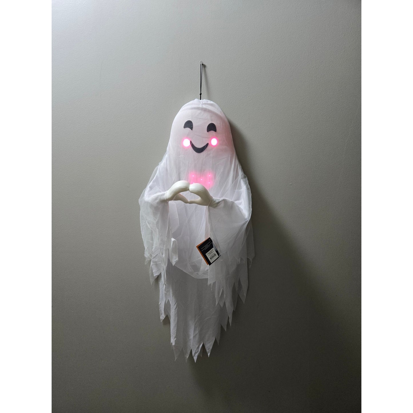 42" Beating Heart Ghost Light & Sound Halloween Decorative Prop White Hyde and EEK!