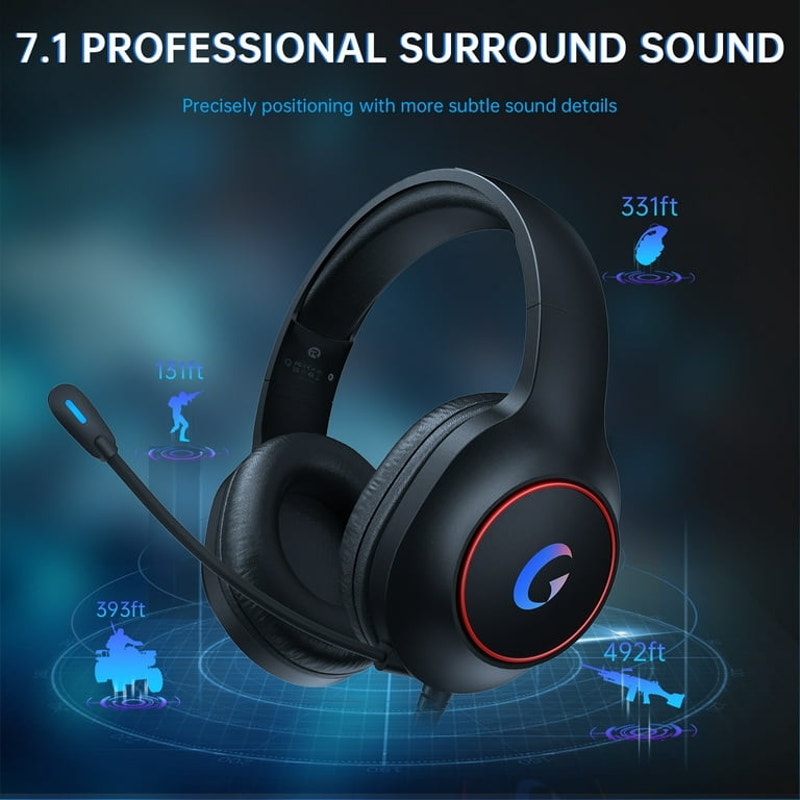 Gaming Headset for PC, PS5, PS4, Xbox Series X/S, Xbox One, Switch, Mac, Xbox