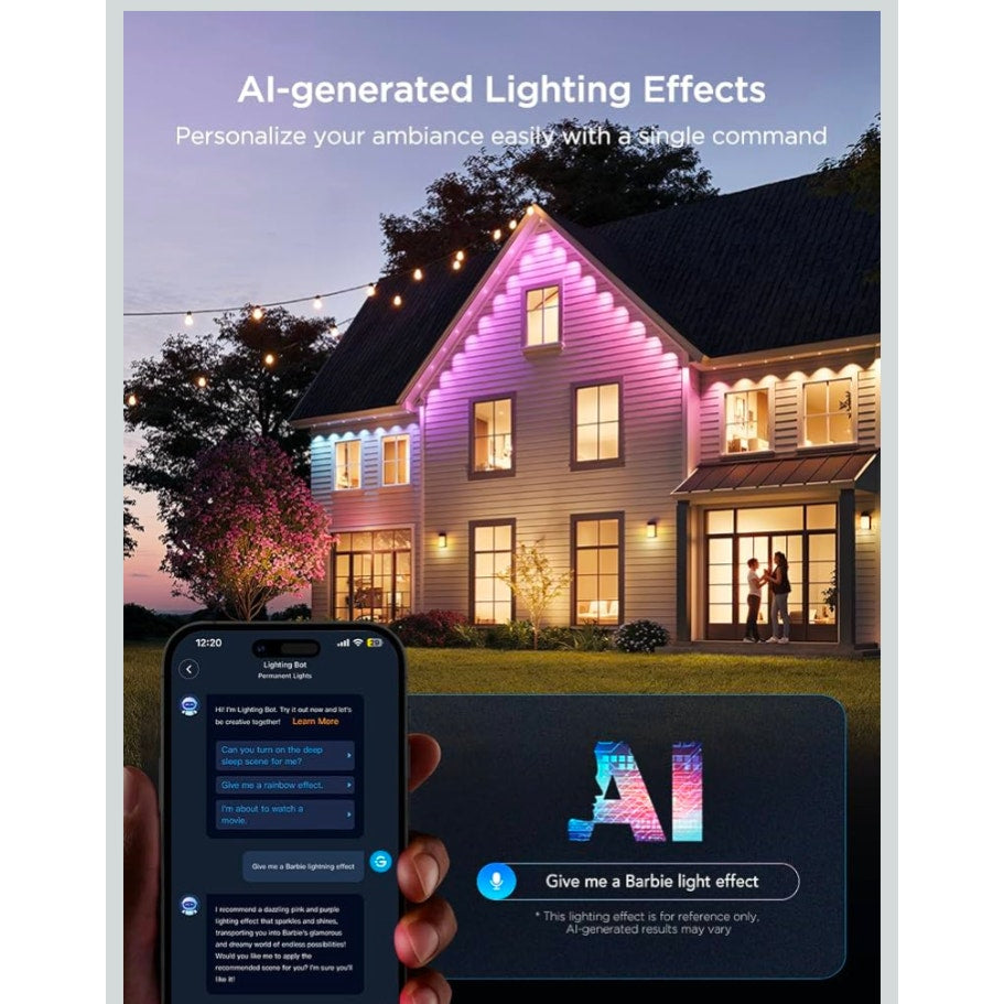Govee Permanent Outdoor Lights 2, 100ft RGBIC Outdoor Lights with 100 Modes
16 Million Colors, IP67