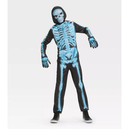 Hyde & EEK! Kids X-Ray Skeleton Halloween Costume Jumpsuit with Mask & Gloves - Size S (6-7) - New