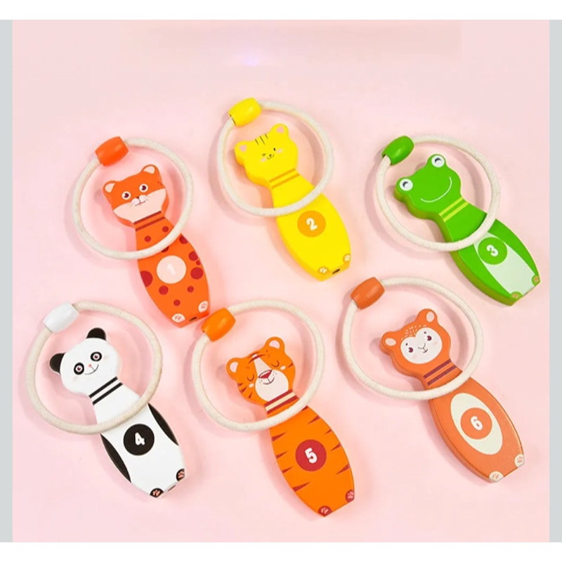 Wooden Ring Toss Game for Kids Animal Design Ages 1 +