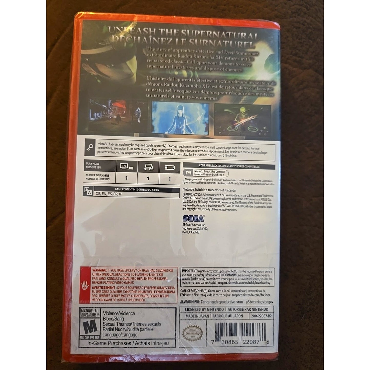 Raidou: Remastered The Mystery Of The Soulless Army Nintendo Switch 2 Sealed
