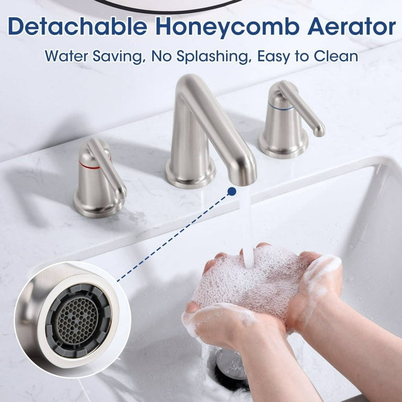 Brushed Nickel Bathroom Faucet 2 Handle Widespread Bathroom Sink