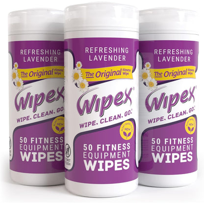 Wipex Natural Fitness Equipment Wipes Lavender & Vinegar 3 Cans of 50 Wipes